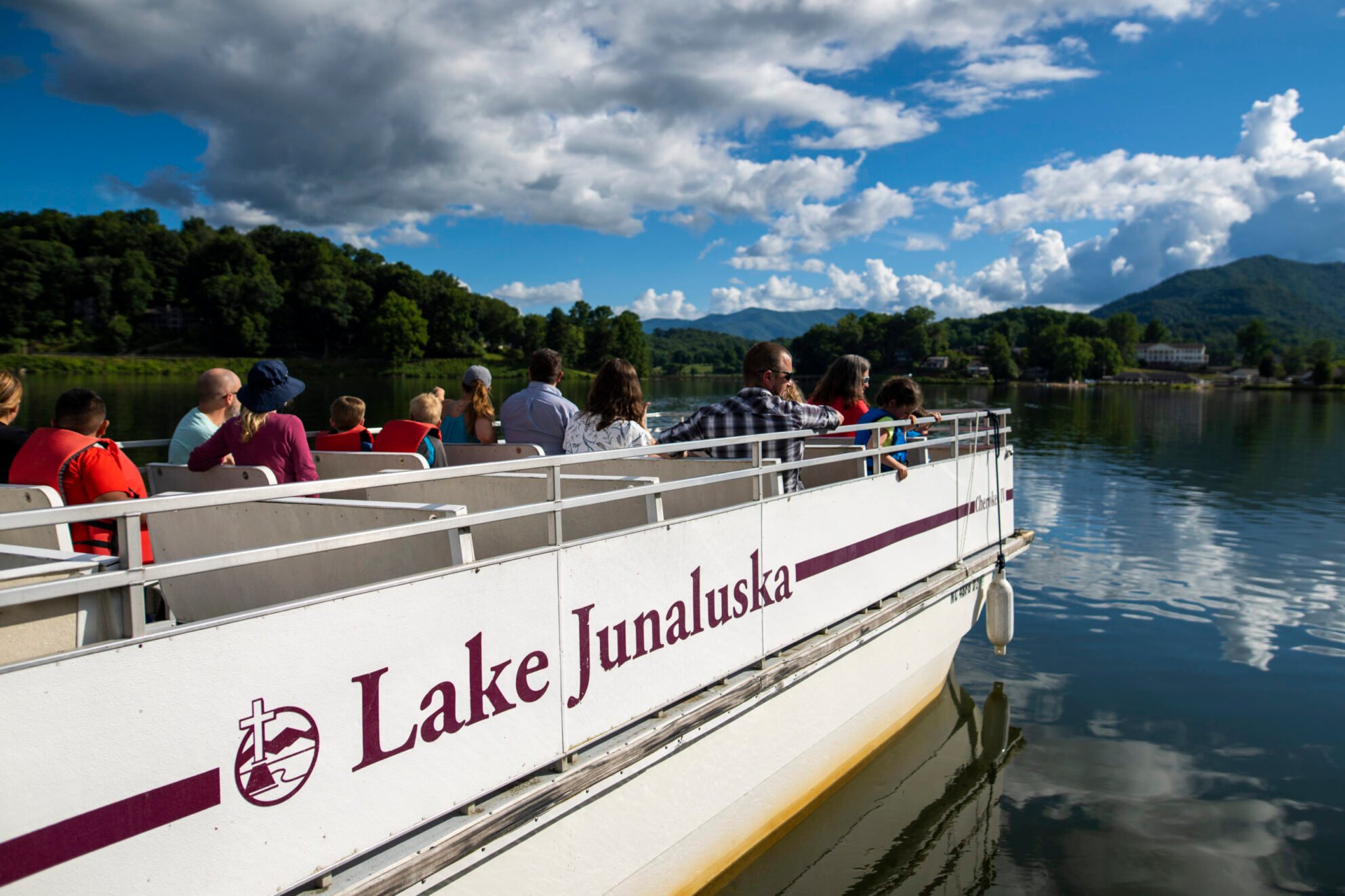 Lake Junaluska visitors take a boat tour aboard the Cherokee