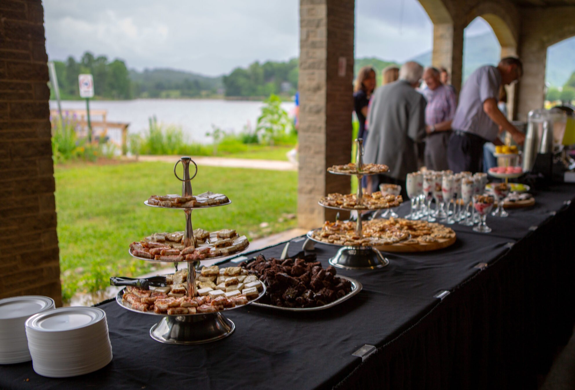 Photo of outdoor buffet table during an event at Lake Junaluska