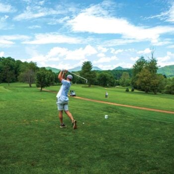 Man teeing off on the Lake Junaluska Golf Course