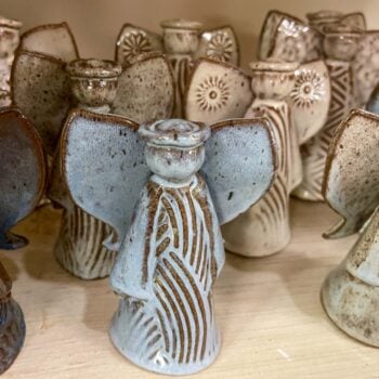 Pottery angels for sale at Junaluska Gifts & Grounds