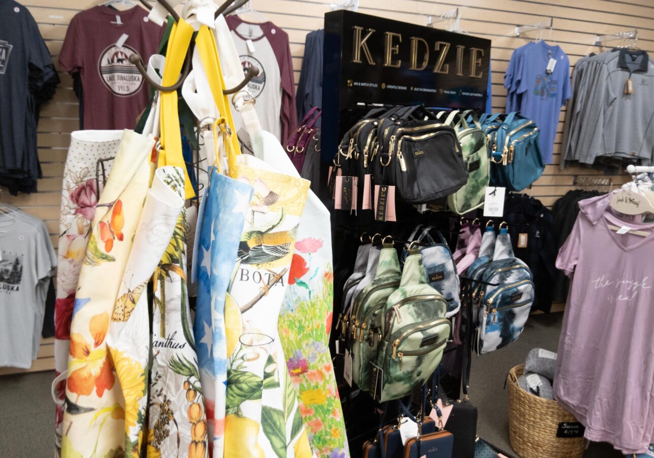 Kedzie display and aprons at Junaluska Gifts and Grounds