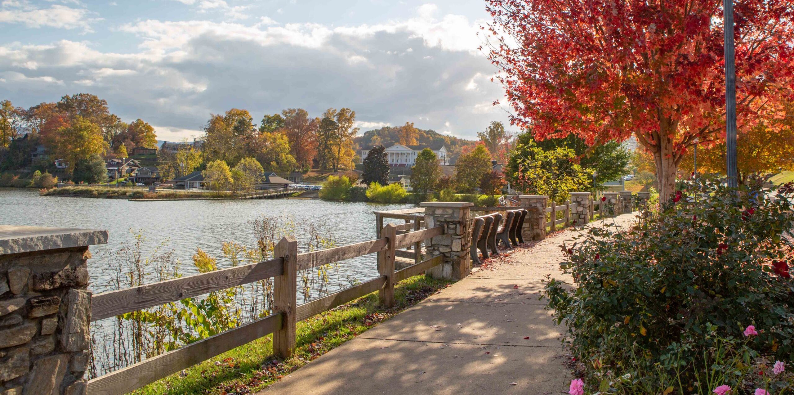 View along the Rose Walk in fall