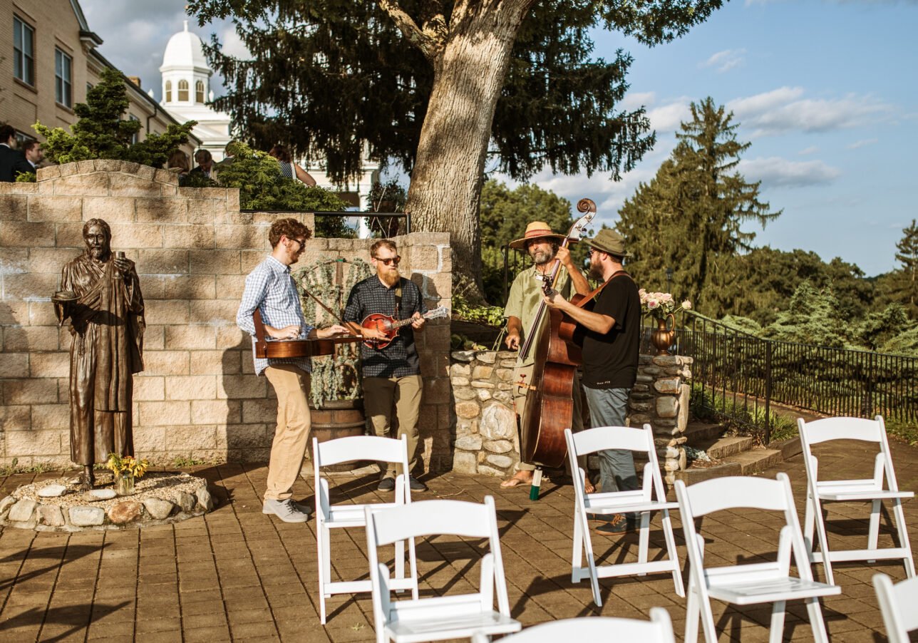 Band playing during a wedding reception at Inspiration Point