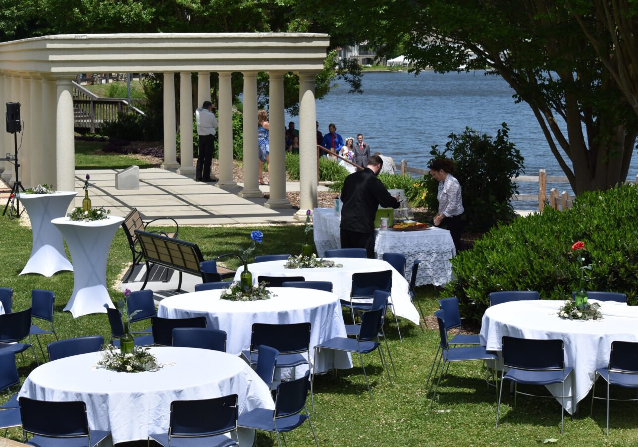 Wedding reception set up at the Colonnade