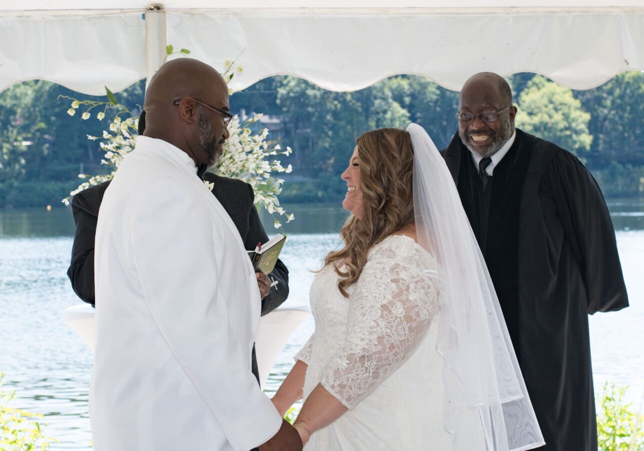 Wedding at Lakeside White Tent