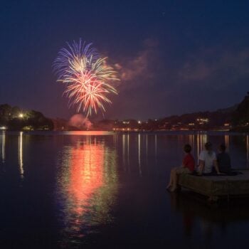 Kids watch fireworks at Lake Junaluska