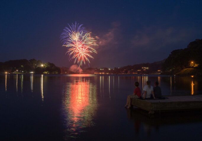 Kids watch fireworks at Lake Junaluska