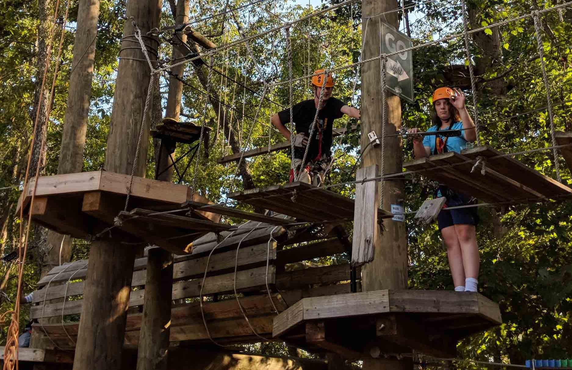 Adventure Center participants enjoy the adventure park with aerial trails