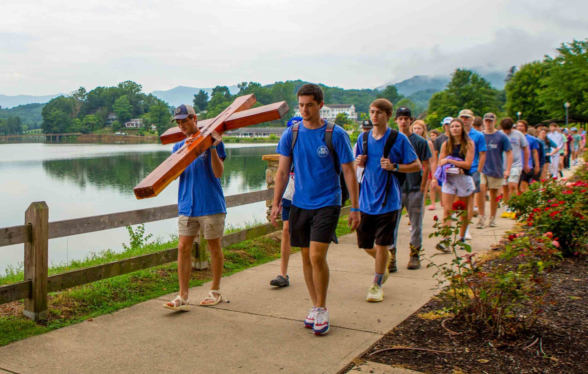 M28 Camps youth take part in a Walk to the Cross.