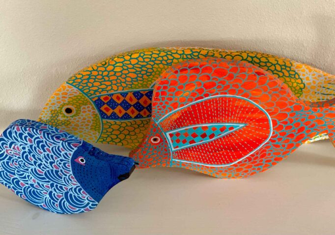 Haidee Wilson acrylic on wood fish to be featured at Art in the Gardens at Lake Junaluska