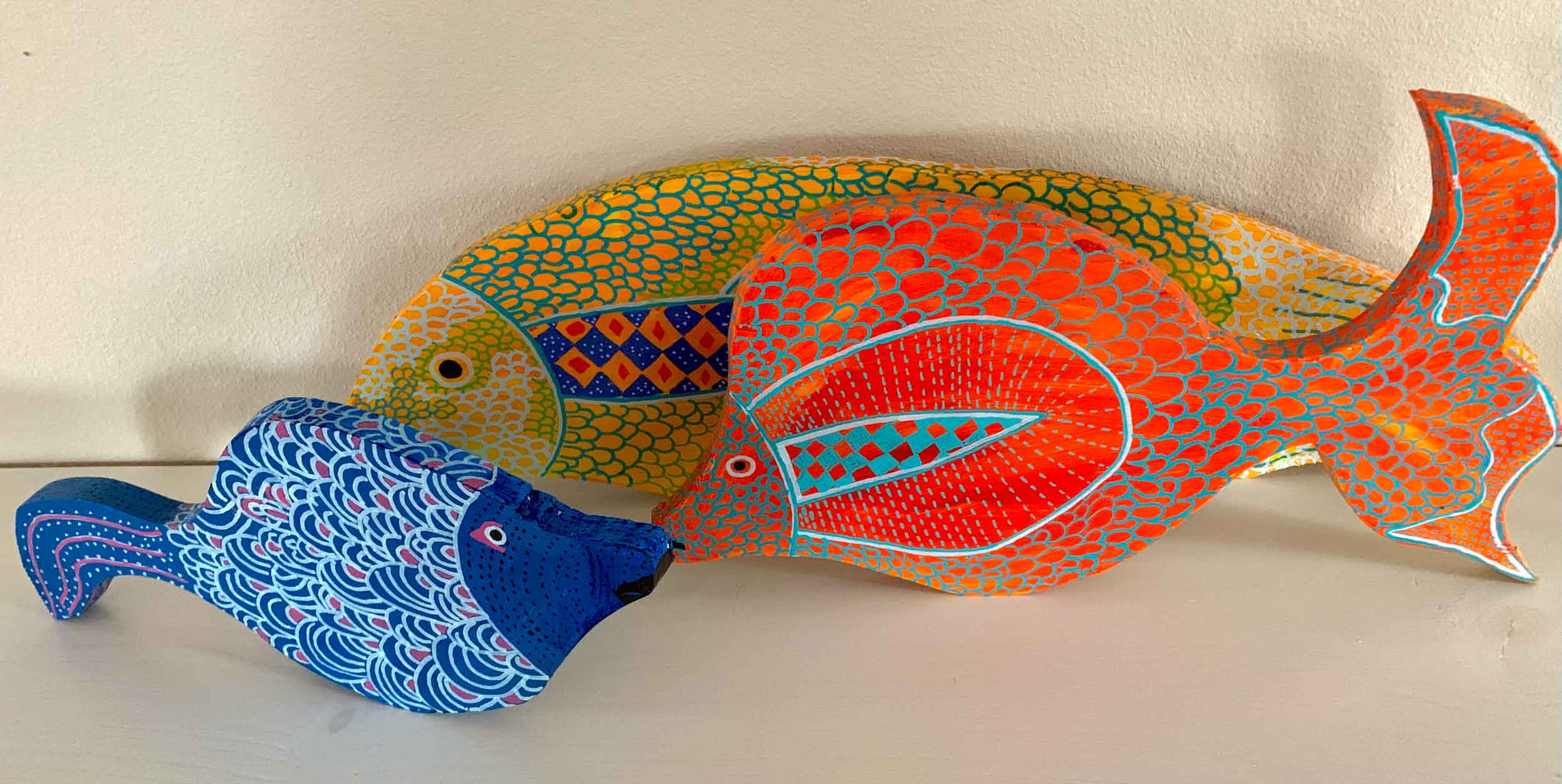 Haidee Wilson acrylic on wood fish to be featured at Art in the Gardens at Lake Junaluska