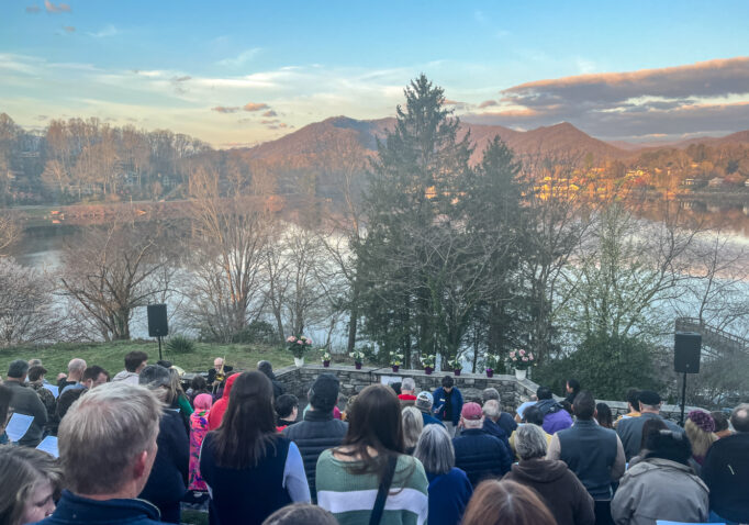 Lake Junaluska's Easter Sunrise Service is an annual event at the amphitheater below the Cross.